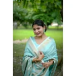 Women's Faux_Banarasi Lining Pattern Saree With Unstitched Blouse 5.5Mtr (Light_Aqua_Blue) - Image 2