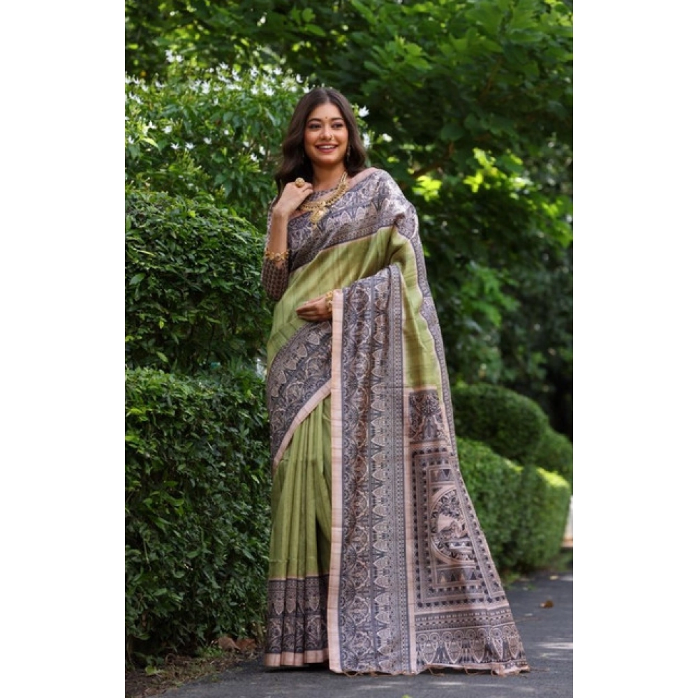 PID-65740-Generic-Women-S-Faux-Tussar-Ethnic-Print-Saree-With-Unstitched-Blouse-5-5-Mtr-Olive-2-1000x1000-2.webp Women's Faux_Tussar Ethnic_Print Saree With Unstitched Blouse 5.5Mtr (Olive) - Image 1