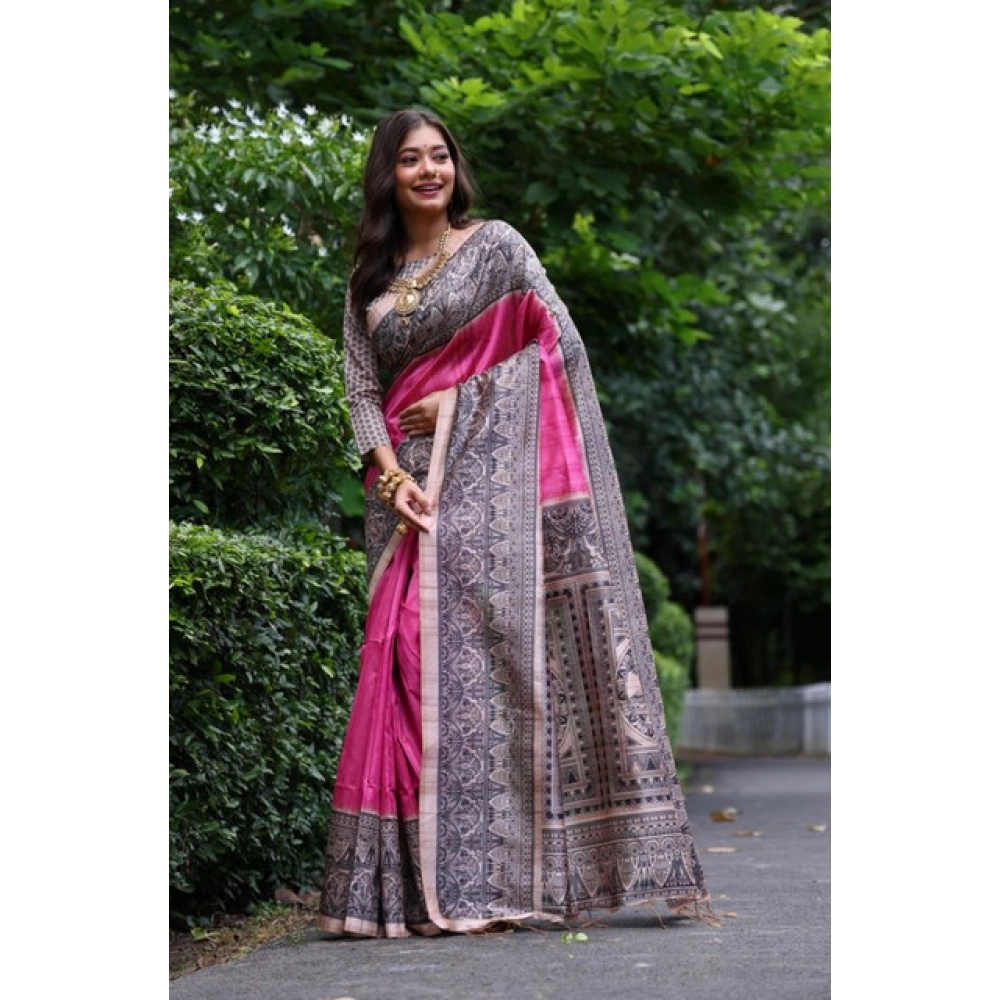 PID-65741-Generic-Women-S-Faux-Tussar-Ethnic-Print-Saree-With-Unstitched-Blouse-5-5-Mtr-Pink-2-1000x1000-2.webp Women's Faux_Tussar Ethnic_Print Saree With Unstitched Blouse 5.5Mtr (Pink) - Image 1