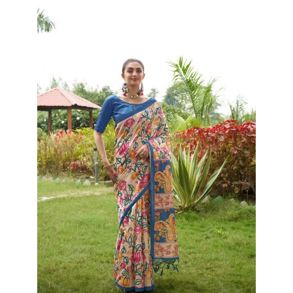 PID-65745-Generic-Women-S-Faux-Tussar-Kalamkari-Print-Saree-With-Unstitched-Blouse-5-5-Mtr-Blue-2-1000x1000-2.webp Women's Faux_Tussar Kalamkari_Print Saree With Unstitched Blouse 5.5Mtr (Blue) - Image 1