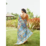 Women's Faux_Tussar Kalamkari_Print Saree With Unstitched Blouse 5.5Mtr (Brown) - Image 3