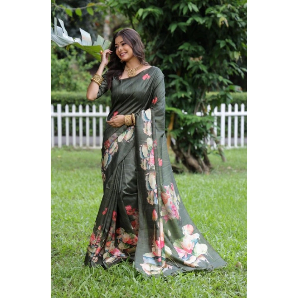 PID-65753-Generic-Women-S-Faux-Tussar-Floral-Saree-With-Unstitched-Blouse-5-5-Mtr-Olive-2-1000x1000-1.webp Women's Faux_Tussar Floral Saree With Unstitched Blouse 5.5Mtr (Olive) - Image 1