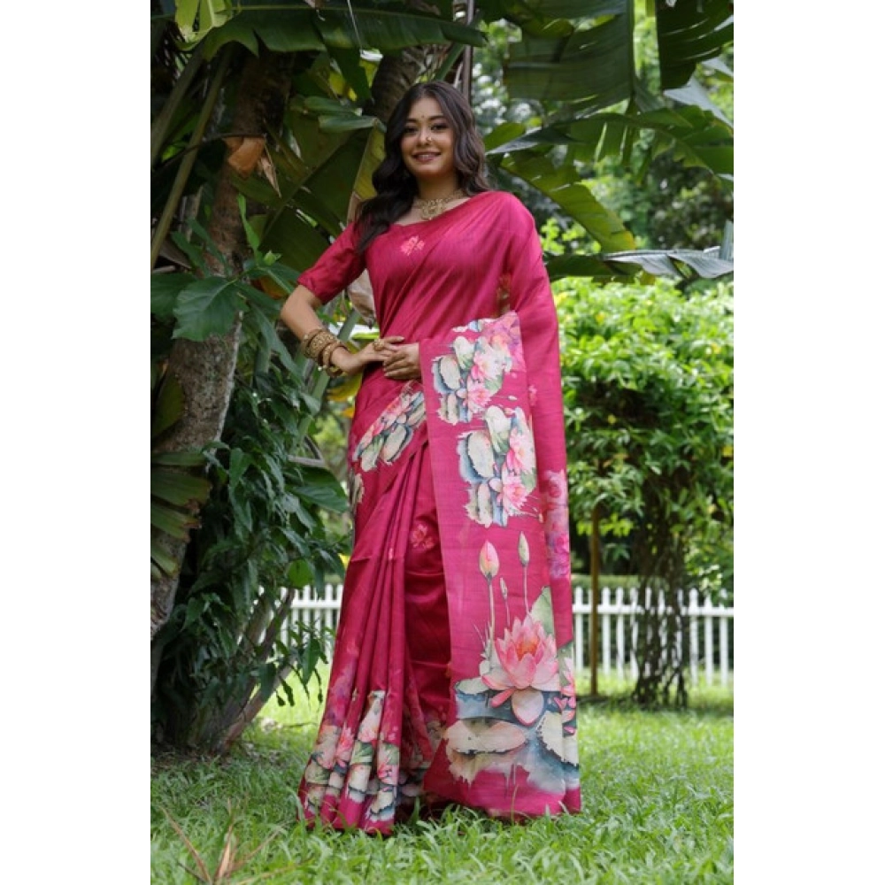 PID-65754-Generic-Women-S-Faux-Tussar-Floral-Saree-With-Unstitched-Blouse-5-5-Mtr-Pink-2-1000x1000-1.webp Women's Faux_Tussar Floral Saree With Unstitched Blouse 5.5Mtr (Pink) - Image 1