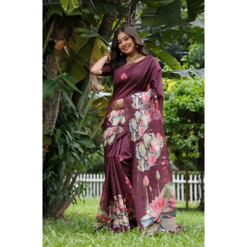 PID-65755-Generic-Women-S-Faux-Tussar-Floral-Saree-With-Unstitched-Blouse-5-5-Mtr-Purple-2-1000x1000-1.webp Women's Faux_Tussar Floral Saree With Unstitched Blouse 5.5Mtr (Purple) - Image 1