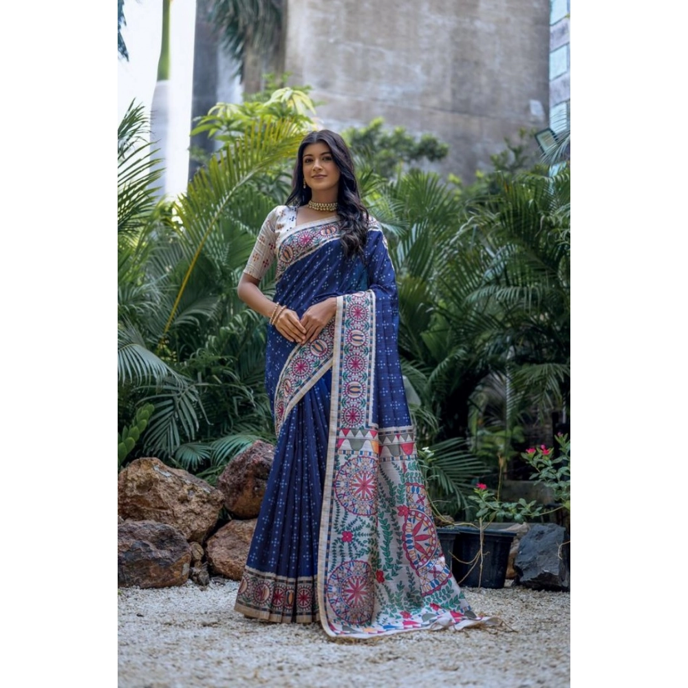 PID-65757-Generic-Women-S-Faux-Tussar-Geometric-Print-Saree-With-Unstitched-Blouse-5-5-Mtr-Blue-2-1000x1000-1.webp Women's Faux_Tussar Geometric_Print Saree With Unstitched Blouse 5.5Mtr (Blue) - Image 1