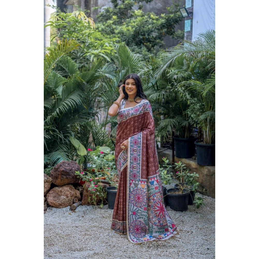 PID-65758-Generic-Women-S-Faux-Tussar-Geometric-Print-Saree-With-Unstitched-Blouse-5-5-Mtr-Coffee-1000x1000-1.webp Women's Faux_Tussar Geometric_Print Saree With Unstitched Blouse 5.5Mtr (Coffee) - Image 1