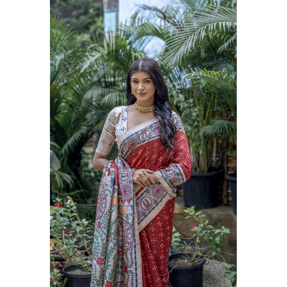 PID-65762-Generic-Women-S-Faux-Tussar-Geometric-Print-Saree-With-Unstitched-Blouse-5-5-Mtr-Red-2-1000x1000-1.webp Women's Faux_Tussar Geometric_Print Saree With Unstitched Blouse 5.5Mtr (Red) - Image 1