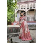 Women's Faux_Tussar Floral Jal With Patola Print Saree With Unstitched Blouse 5.5Mtr (Maroon) - Image 2
