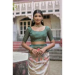 Women's Faux_Tussar Floral Jal With Patola Print Saree With Unstitched Blouse 5.5Mtr (Teal) - Image 2