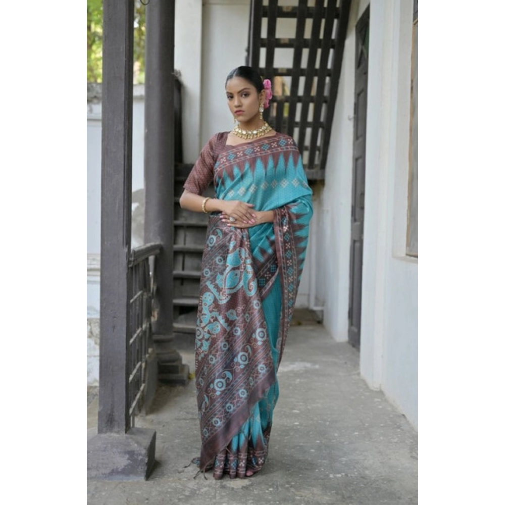 PID-65776-Generic-Women-S-Faux-Tussar-Ikat-Saree-With-Unstitched-Blouse-5-5-Mtr-Aqua-Blue-2-1000x1000-1.webp Women's Faux_Tussar Ikat Saree With Unstitched Blouse 5.5Mtr (Aqua_Blue) - Image 1