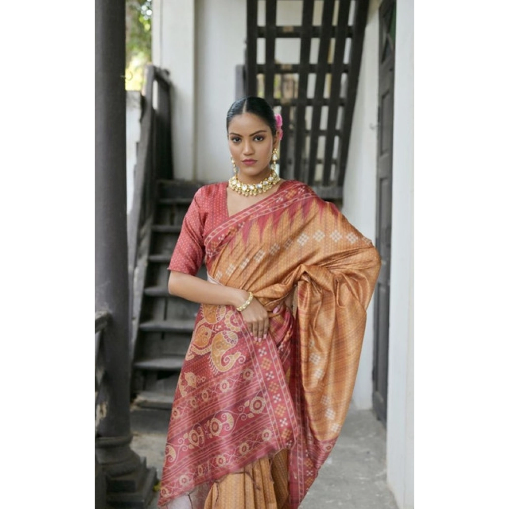 PID-65780-Generic-Women-S-Faux-Tussar-Ikat-Saree-With-Unstitched-Blouse-5-5-Mtr-Rust-2-1000x1000-1.webp Women's Faux_Tussar Ikat Saree With Unstitched Blouse 5.5Mtr (Rust) - Image 1