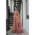 Women's Faux_Tussar Ikat Saree With Unstitched Blouse 5.5Mtr (Rust) - Image 2