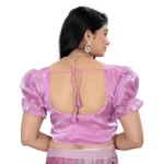 Women's Jimmy Solid Designer Neck Elastic Sleeve Readymade Blouse (Light Pink 38 , Alterable up to 42)-PID65830 - Image 4