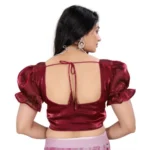 Women's Jimmy Solid Designer Neck Elastic Sleeve Readymade Blouse (Maroon 38 , Alterable up to 42)-PID65831 - Image 4