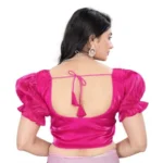 Women's Jimmy Solid Designer Neck Elastic Sleeve Readymade Blouse (Pink 38 , Alterable up to 42)-PID65832 - Image 4