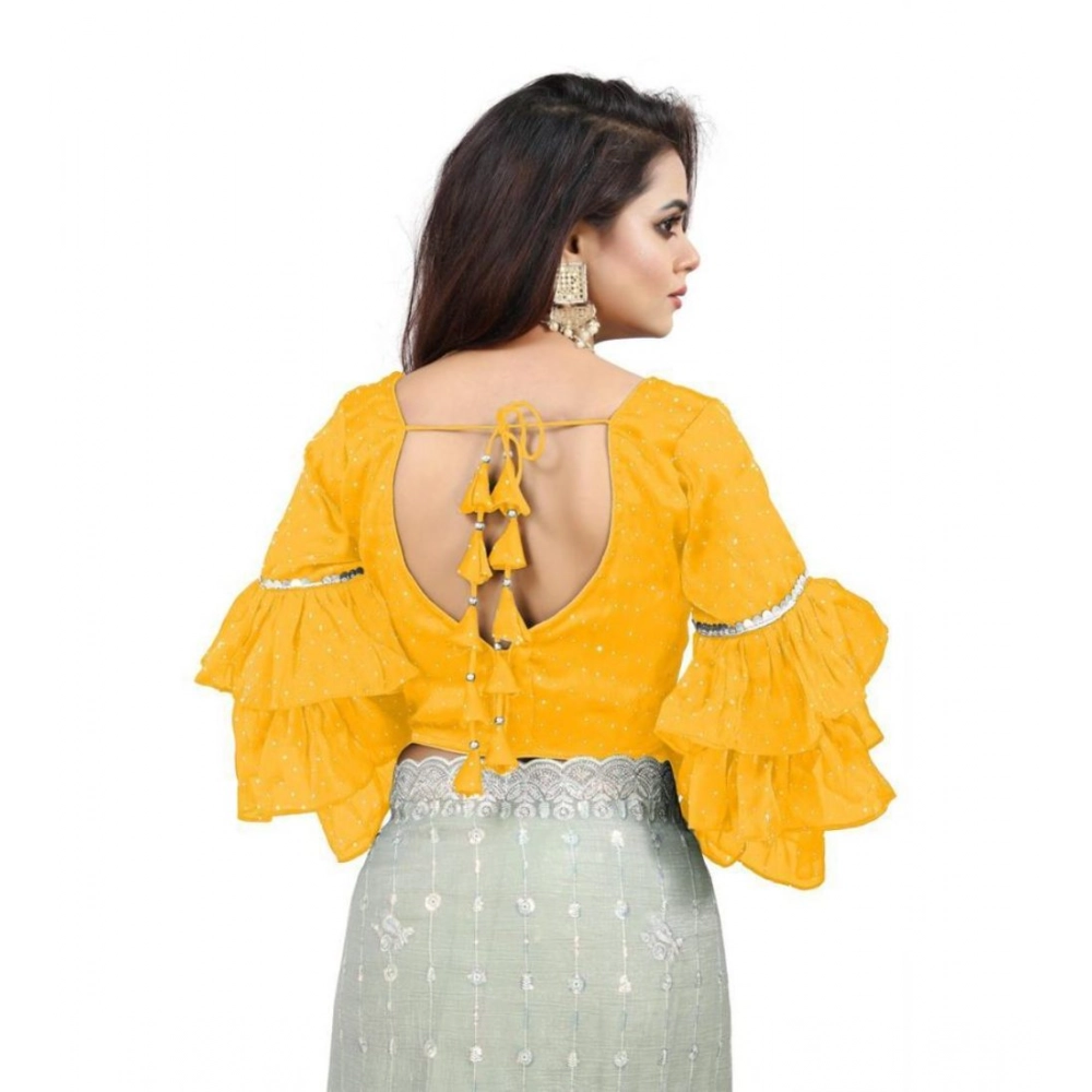 PID-65860-Women-s-Layered-Ruffle-Sleeve-Organza-Solid-V-Neck-Readymade-Blouse-Yellow-Free-Size-up-1000x1000-1.webp Women's Organza Solid V Neck Layered Ruffle Sleeve Readymade Blouse (Yellow Free Size , up to 38–40 Bust)-PID65860 - Image 1