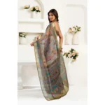 Women's Faux Linen Printed Ready to wear Saree With Unstitched Blouse 5.5Mtr (Multicolor) - Image 4