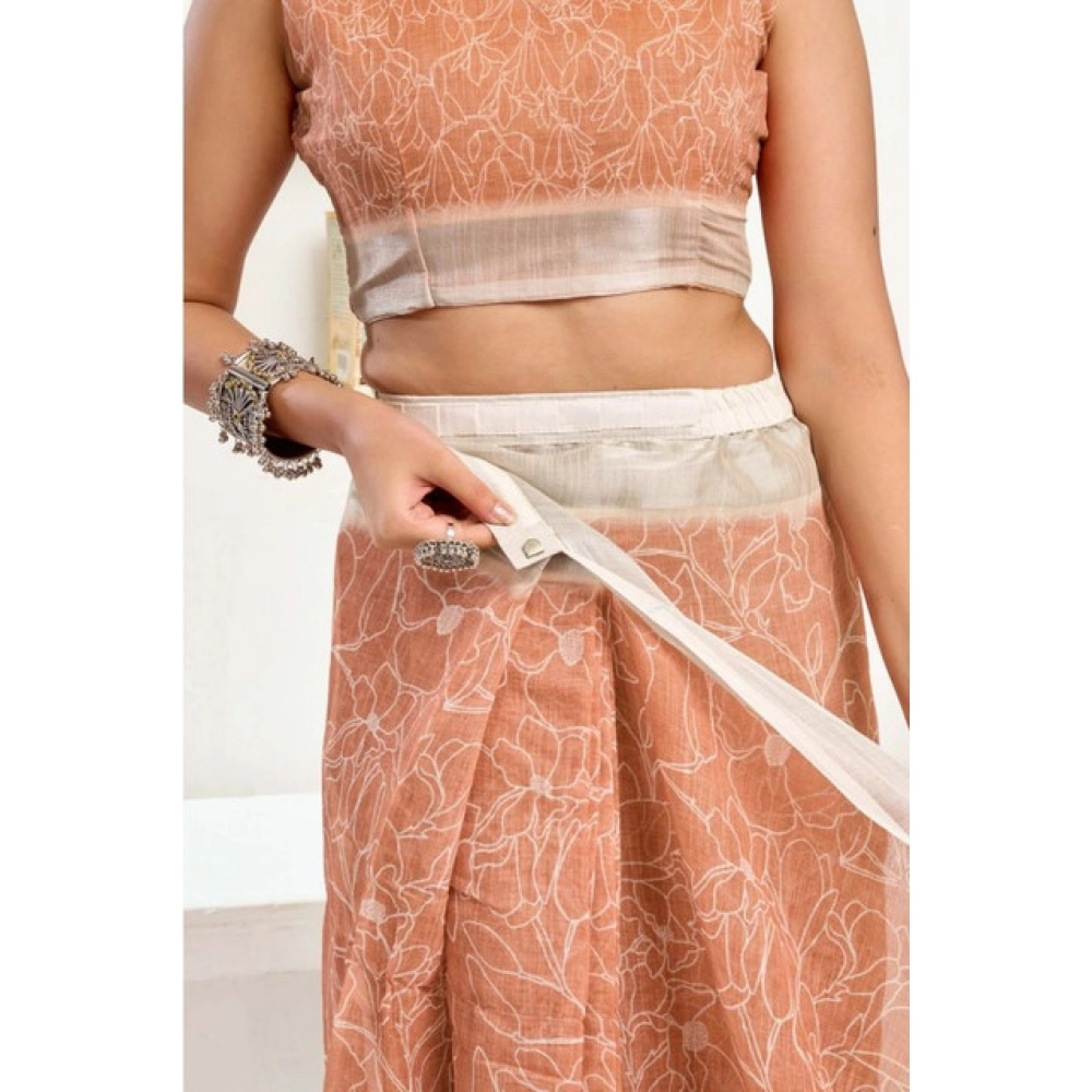 PID-65877-Women-s-Faux-Linen-Floral-Print-Ready-to-wear-Saree-With-Unstitched-Blouse-5-5-Mtr-Peach-1000x1000-1.webp Women's Faux Linen Floral Print Ready to wear Saree With Unstitched Blouse 5.5Mtr (Peach) - Image 1