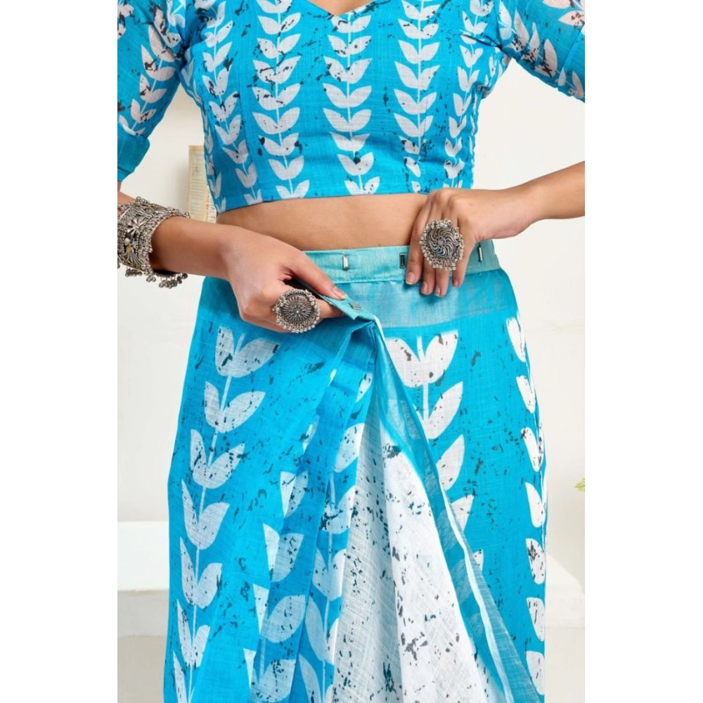 PID-65880-Women-s-Faux-Linen-Leaf-Print-Ready-to-wear-Saree-With-Unstitched-Blouse-5-5-Mtr-Sky-Blue-1000x1000-1.webp Women's Faux Linen Leaf Print Ready to wear Saree With Unstitched Blouse 5.5Mtr (SkyBlue & White) - Image 1