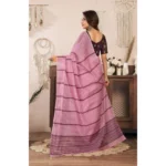 Women's Faux Linen Geometric Ready to wear Saree With Unstitched Blouse 5.5Mtr (LightPink) - Image 4
