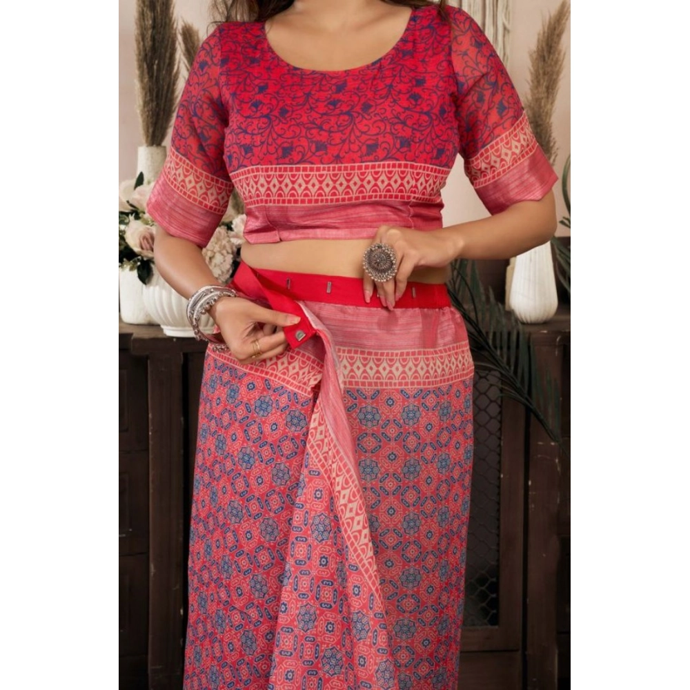 PID-65904-Women-s-Faux-Linen-Geometric-Print-Ready-to-wear-Saree-With-Unstitched-Blouse-5-5-Mtr-Red-1000x1000-1.webp Women's Faux Linen Geometric Print Ready to wear Saree With Unstitched Blouse 5.5Mtr (Red) - Image 1