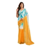 Women's Faux Linen Abstract Print Ready to wear Saree With Unstitched Blouse 5.5Mtr (Multicolor) - Image 5
