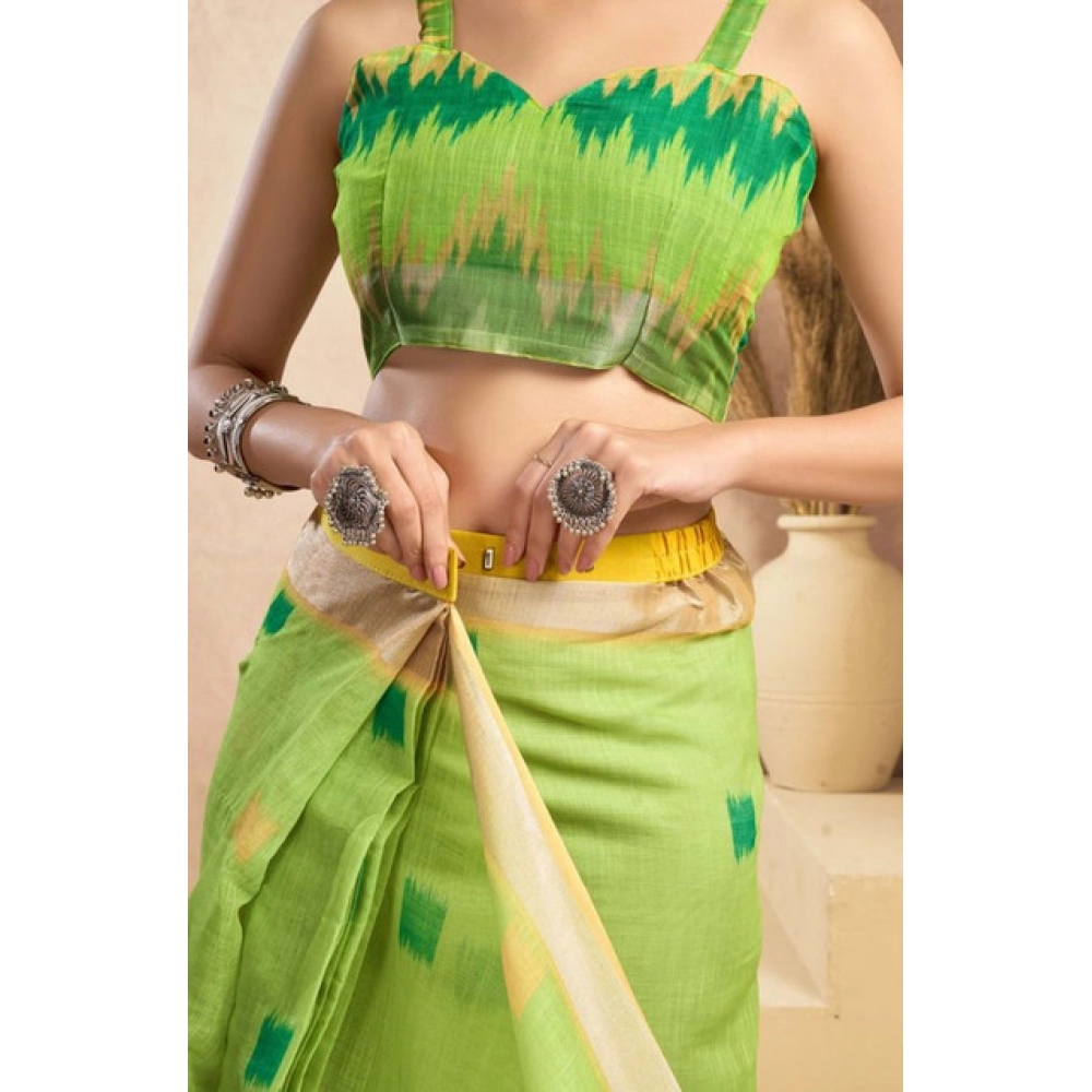 PID-65908-Women-s-Faux-Linen-Floral-Print-Ready-to-wear-Saree-With-Unstitched-Blouse-5-5-Mtr-Lime-1000x1000-1.webp Women's Faux Linen Floral Print Ready to wear Saree With Unstitched Blouse 5.5Mtr (Green) - Image 1
