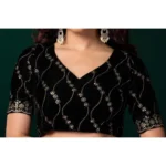 Women's Net Sequence Saree With Unstitched Blouse 5.5Mtr (Wine) - Image 2