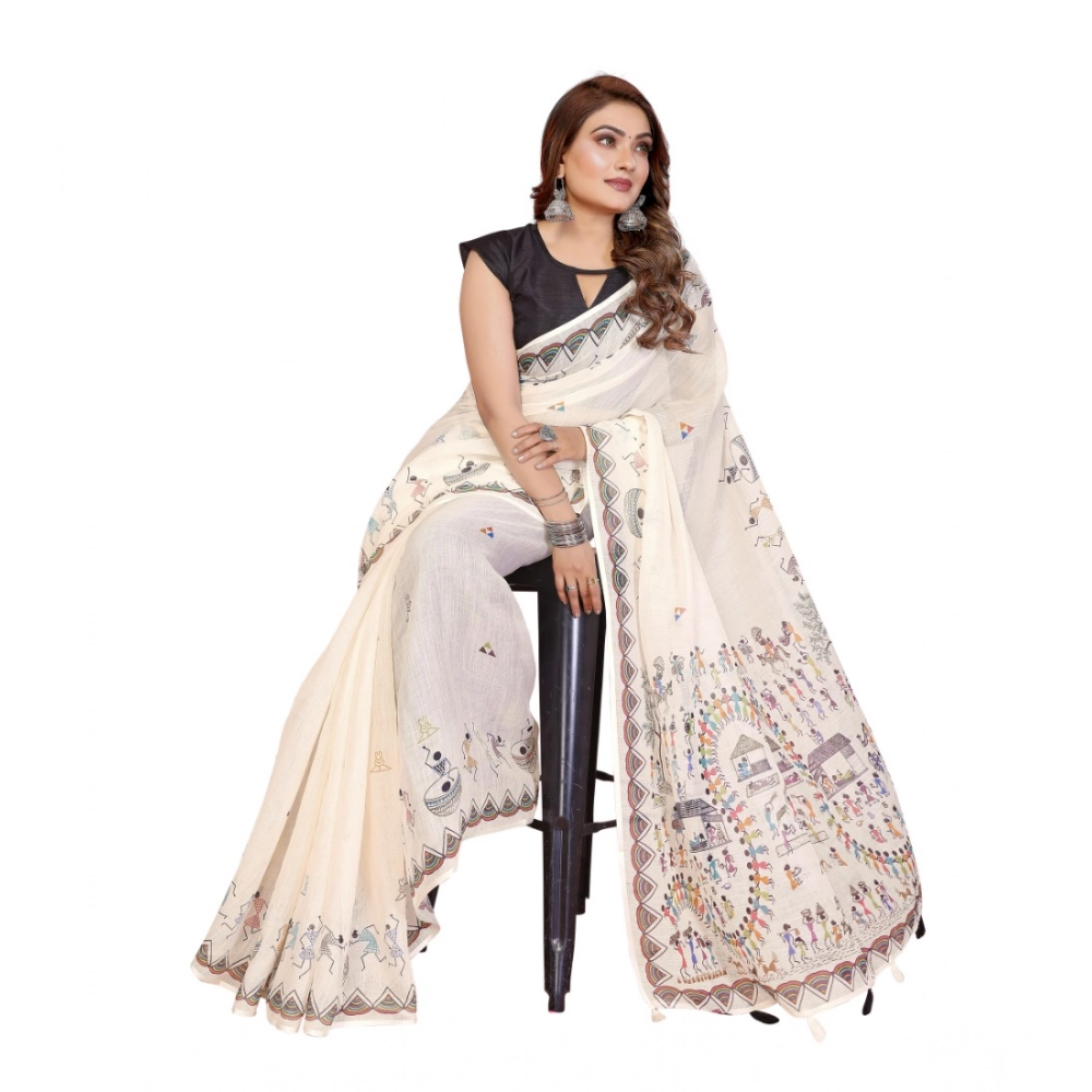 PID-66176-Women-s-Soft-Linen-Cotton-Printed-Saree-With-Unstitched-Blouse-5-5-Mtr-Off-White-4-1000x1000-1.webp Women's Linen Cotton Printed Saree With Unstitched Blouse 5.5Mtr (Off White) - Image 1