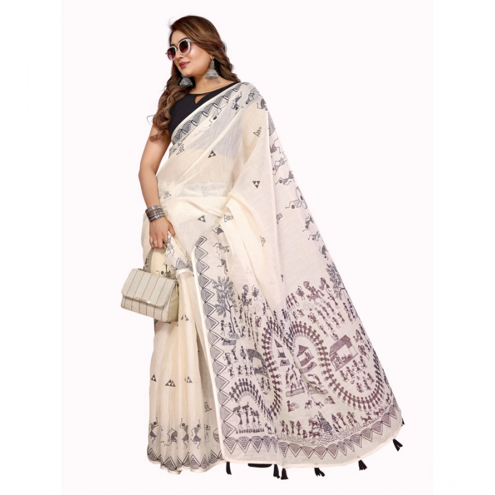 PID-66177-Women-s-Soft-Linen-Cotton-Printed-Saree-With-Unstitched-Blouse-5-5-Mtr-Off-White-4-1000x1000-1.webp Women's Linen Cotton Printed Saree With Unstitched Blouse 5.5Mtr (Off White) - Image 1