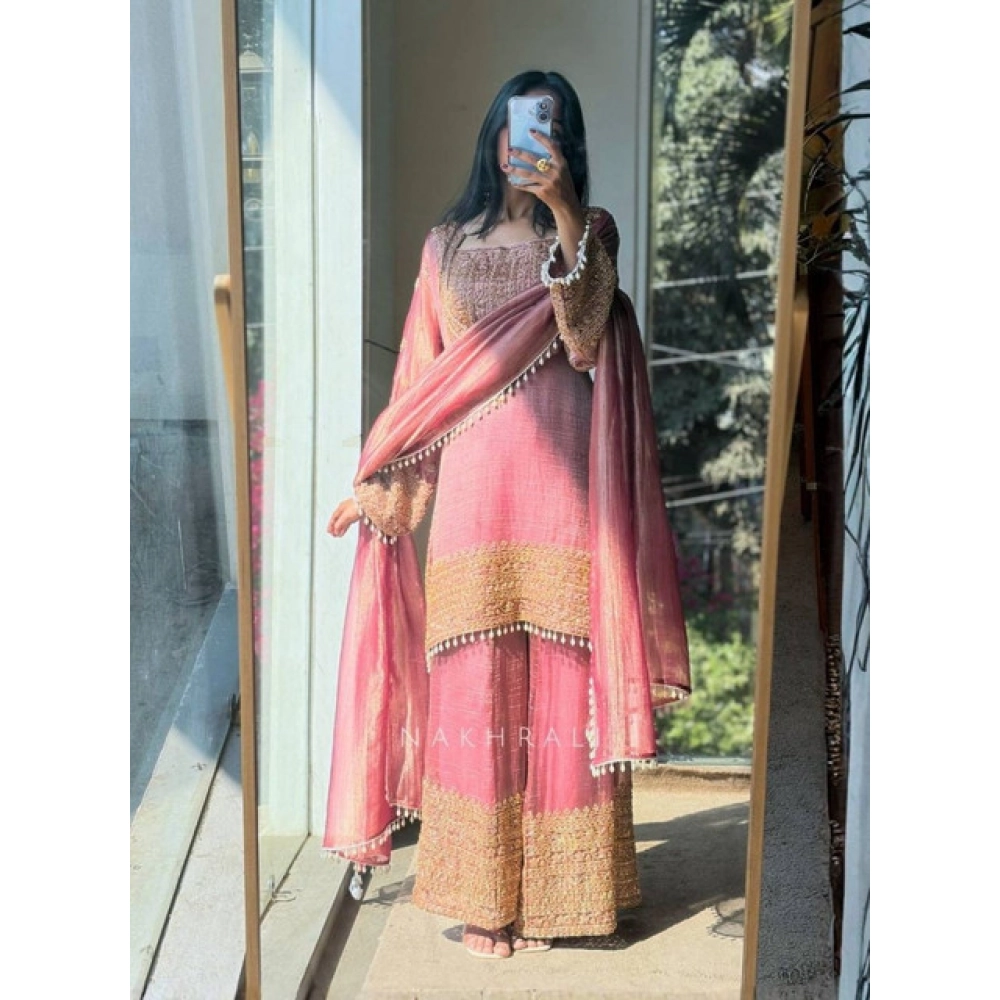 PID-66503-Women-s-Silk-Embroidered-3-4th-Sleeve-Round-Kurti-With-Sarara-and-Dupatta-Set-Pink-1-1000x1000-1.webp Women's Silk Embroidered 3/4th Sleeve Round Kurti With Sharara Pant and Dupatta Set (Pink) - Image 1