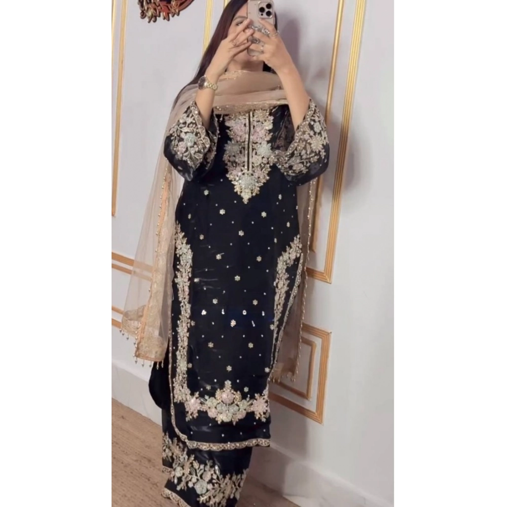 PID-66504-Women-s-Silk-Embroidered-3-4th-Sleeve-Round-Readymade-Kurti-With-Palazzo-and-Dupatta-Set-1000x1000-1.webp Women's Silk Embroidered 3/4th Sleeve Round Readymade Kurti With Palazzo Pant and Dupatta Set (Black) - Image 1