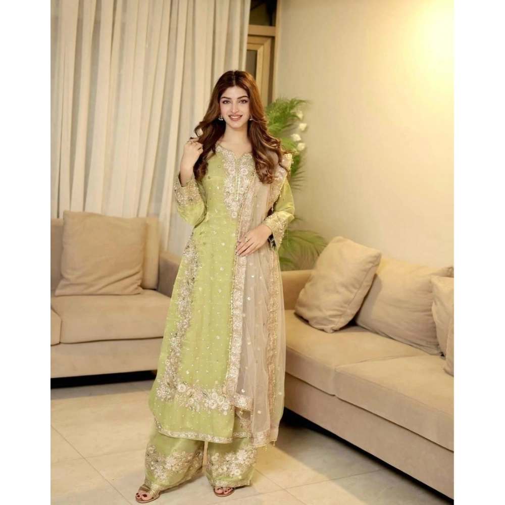 PID-66505-Women-s-Silk-Embroidered-3-4th-Sleeve-Round-Readymade-Kurti-With-Palazzo-and-Dupatta-Set-1000x1000-1.webp Women's Silk Embroidered 3/4th Sleeve Round Readymade Kurti With Palazzo Pant and Dupatta Set (Pista) - Image 1