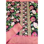 Women's Cotton Silk Floral Printed Saree With Unstitched Blouse 5.5Mtr (Black) - Image 3