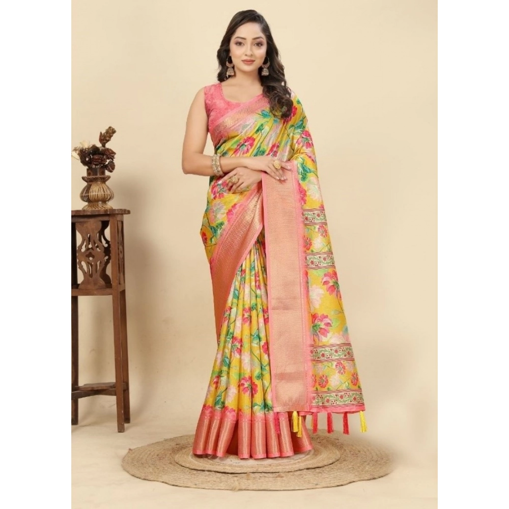 PID-66512-Women-s-Cotton-Silk-Floral-Printed-Saree-With-Unstitched-Blouse-5-5-Mtr-Yellow-1-1000x1000-1.webp Women's Cotton Silk Floral Printed Saree With Unstitched Blouse 5.5Mtr (Yellow) - Image 1