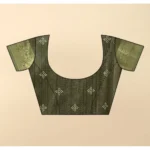 Women's Cotton Blend Printed Saree With Unstitched Blouse 5.5Mtr (Green) - Image 3
