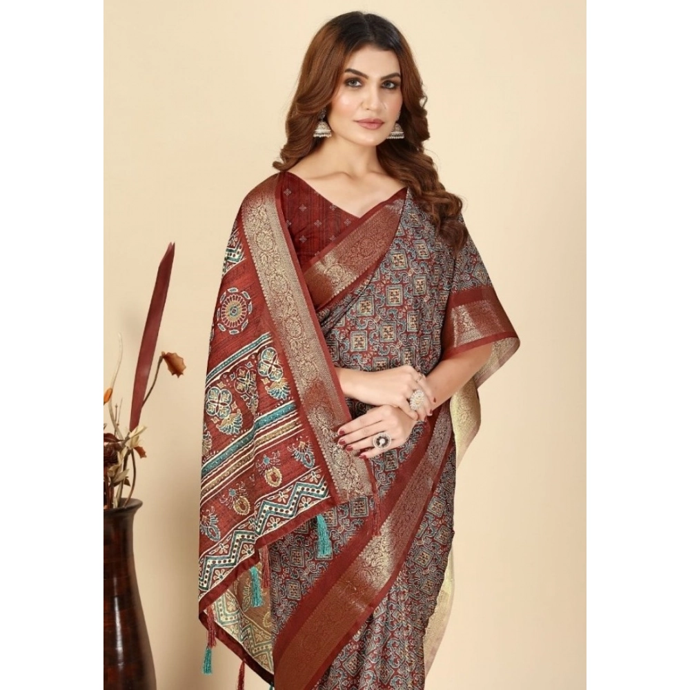 PID-66532-Women-s-Cotton-Blend-Printed-Saree-With-Unstitched-Blouse-5-5-Mtr-Multicolor-1-1000x1000-1.webp Women's Cotton Blend Printed Saree With Unstitched Blouse 5.5Mtr (Multicolor) - Image 1