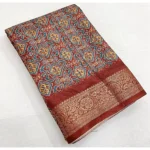 Women's Cotton Blend Printed Saree With Unstitched Blouse 5.5Mtr (Multicolor) - Image 5