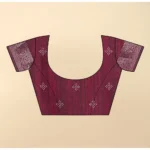 Women's Cotton Blend Printed Saree With Unstitched Blouse 5.5Mtr (Wine) - Image 3