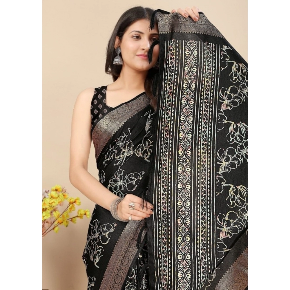 PID-66539-Women-s-Cotton-Silk-Floral-Printed-Saree-With-Unstitched-Blouse-5-5-Mtr-Black-1-1000x1000-1.webp Women's Cotton Silk Floral Printed Saree With Unstitched Blouse 5.5Mtr (Black) - Image 1