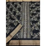 Women's Cotton Silk Floral Printed Saree With Unstitched Blouse 5.5Mtr (Black) - Image 4