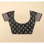 Women's Cotton Silk Floral Printed Saree With Unstitched Blouse 5.5Mtr (Black) - Image 3