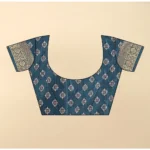 Women's Cotton Silk Floral Printed Saree With Unstitched Blouse 5.5Mtr (Blue) - Image 3