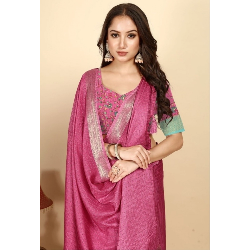 PID-66548-Women-s-Cotton-Blend-Checkered-Saree-With-Unstitched-Blouse-5-5-Mtr-Pink-1-1000x1000-1.webp Women's Cotton Blend Checkered Saree With Unstitched Blouse 5.5Mtr (Pink) - Image 1