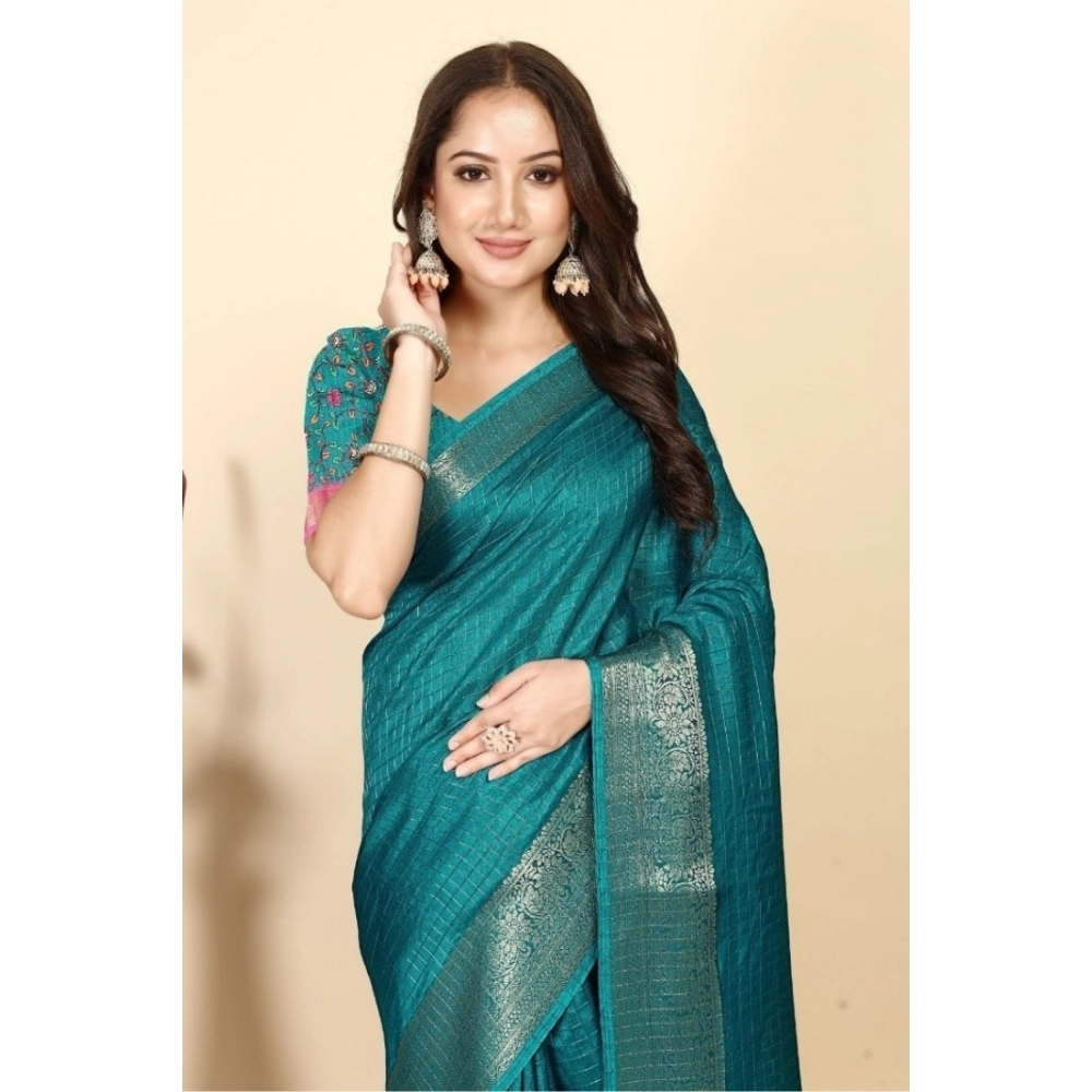 PID-66550-Women-s-Cotton-Blend-Checkered-Saree-With-Unstitched-Blouse-5-5-Mtr-Blue-1-1000x1000-1.webp Women's Cotton Blend Checkered Saree With Unstitched Blouse 5.5Mtr (Rama) - Image 1