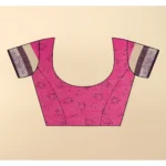 Women's Cotton Linen Printed Saree With Unstitched Blouse 5.5Mtr (Wine) - Image 3