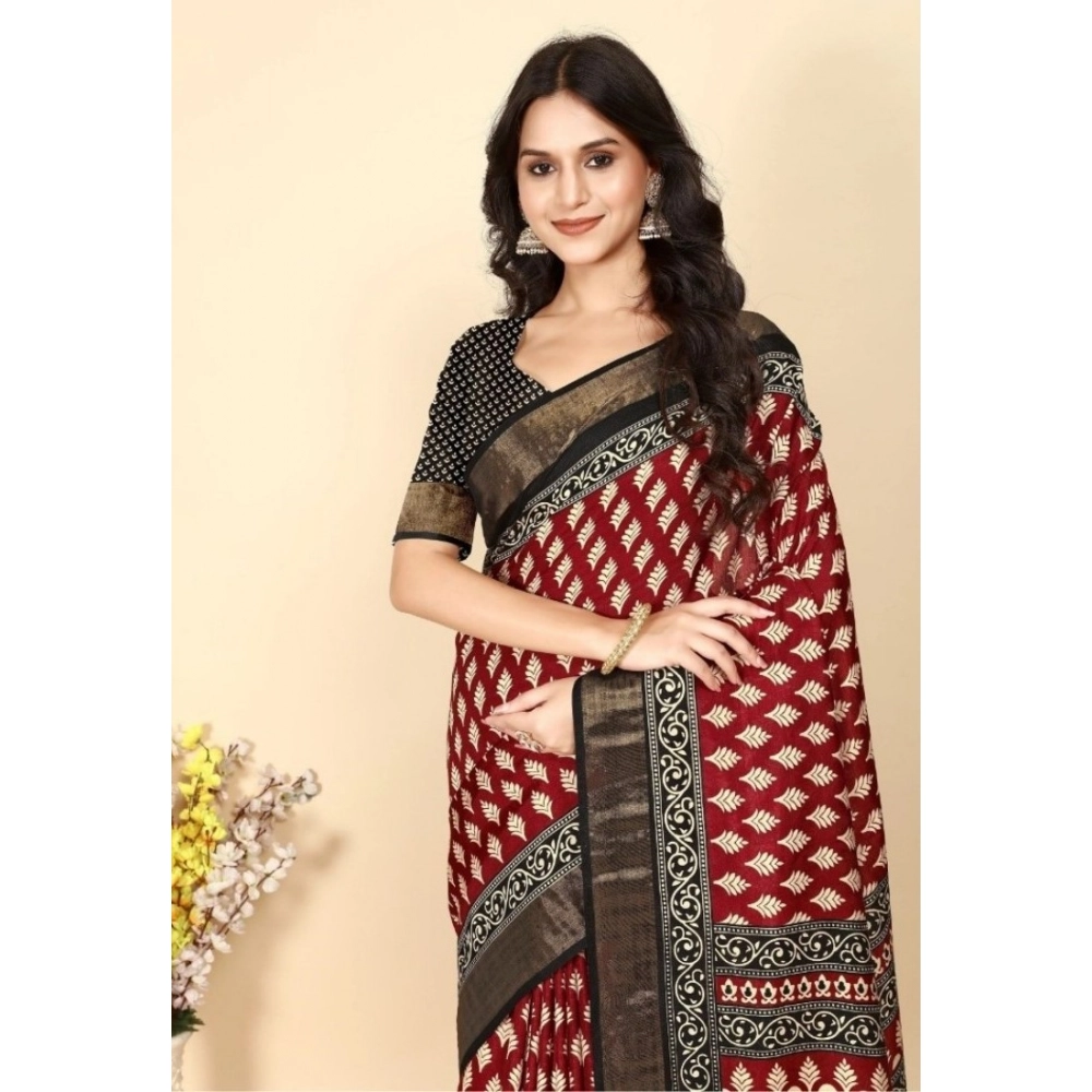 PID-66560-Women-s-Cotton-Silk-Printed-Saree-With-Unstitched-Blouse-5-5-Mtr-Maroon-1-1000x1000-1.webp Women's Cotton Silk Printed Saree With Unstitched Blouse 5.5Mtr (Red) - Image 1