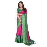 Women's Cotton Silk Printed Saree With Unstitched Blouse 5.5Mtr (Multicolor) - Image 4