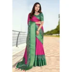 Women's Cotton Silk Printed Saree With Unstitched Blouse 5.5Mtr (Multicolor) - Image 2