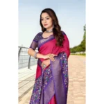 Women's Cotton Silk Printed Saree With Unstitched Blouse 5.5Mtr (Multicolor) - Image 2